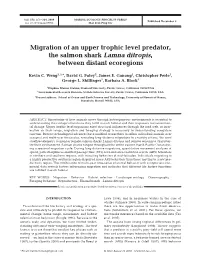 Migration of an Upper Trophic Level Predator, the Salmon Shark Lamna Ditropis, Between Distant Ecoregions