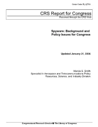 Spyware: Background and Policy Issues for Congress