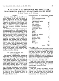 A NEOLITHIC FLINT ASSEMBLAGE and ASSOCIATED PALYNOLOGICAL SEQUENCE at GATCOMBE, ISLE of WIGHT by DAVID TOMALIN and R