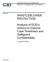 Analysis of DOD's Actions to Improve Case Timeliness and Safeguard Confidentiality