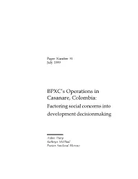 BPXC's Operations in Casanare, Colombia