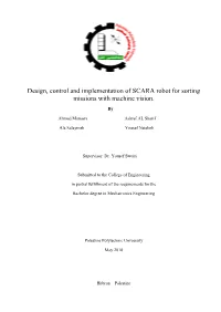 Design, Control and Implementation of SCARA Robot for Sorting Missions with Machine Vision