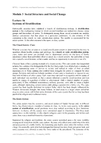 Module 3 Social Structure and Social Change Lecture 16 Systems Of