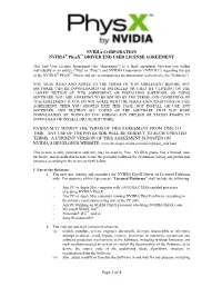 Page 1 of 4 NVIDIA CORPORATION NVIDIA Physx DRIVER END USER