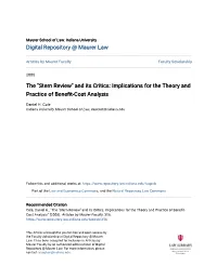 The "Stern Review" and Its Critics: Implications for the Theory and Practice of Benefit-Cost Analysis
