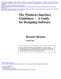 The Windows Interface Guidelines — a Guide for Designing Software