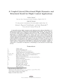 A Coupled Lateral/Directional Flight Dynamics and Structural Model for Flight Control Applications
