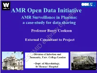 AMR Surveillance in Pharma: a Case-Study for Data Sharingauthor by Professor Barry Cookson