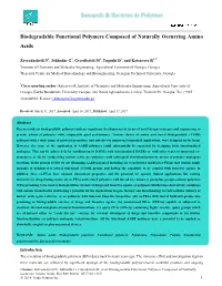 Biodegradable Functional Polymers Composed of Naturally Occurring Amino Acids