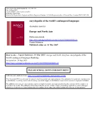 Encyclopedia of the World's Endangered Languages Europe And