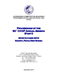 PROCEEDINGS of the 50Th CCOP ANNUAL SESSION (PART I)
