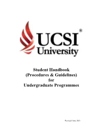 Student Handbook (Procedures & Guidelines) for Undergraduate