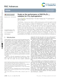 Study on the Performance of Nio/Znxzr1−X Catalysts for CO2