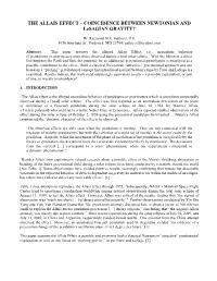 THE ALLAIS EFFECT – COINCIDENCE BETWEEN NEWTONIAN and Lesagian GRAVITY?