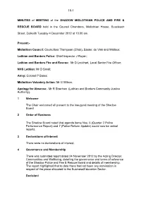 10-1 MINUTES of MEETING of the SHADOW MIDLOTHIAN POLICE
