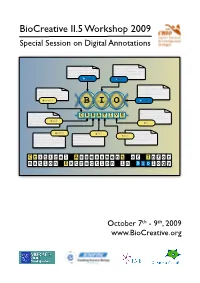 Biocreative II.5 Workshop 2009 Special Session on Digital Annotations