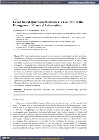 Event-Based Quantum Mechanics: a Context for the Emergence of Classical Information