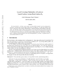 Local Covering Optimality of Lattices: Leech Lattice Versus Root Lattice E8