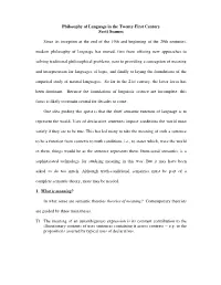 Philosophy of Language in the Twenty-First Century Scott Soames Since