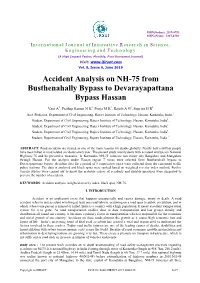 Accident Analysis on NH-75 from Busthenahally Bypass to Devarayapattana Bypass Hassan