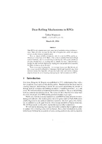Dice-Rolling Mechanisms in Rpgs