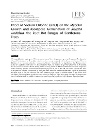 Effect of Sodium Chloride (Nacl) on the Mycelial Growth and Ascospore Germination of Rhizina Undulata, the Root Rot Fungus of Coniferous Trees