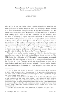 Petrus Hispanus OP, Auctor Summularum (II): Further Documents and Problems