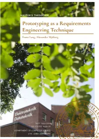 Prototyping As a Requirements Engineering Technique Franz Lang, Alexander Mjöberg