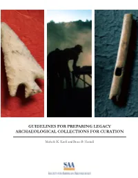 SAA Guidelines for Preparing Legacy Archaeology Collections