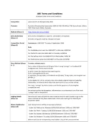 Terms and Conditions Schedule to the Terms and Conditions