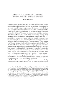 Divination in Pseudodoxia Epidemica: Thomas Browne's
