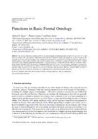 Functions in Basic Formal Ontology