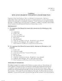 Guidelines: Rite of Eucharistic Exposition and Benediction
