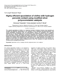 Highly Efficient Epoxidation of Olefins with Hydrogen Peroxide Oxidant Using Modified Silver Polyoxometalate Catalysts