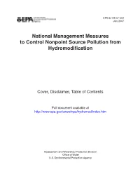 National Management Measures to Control Nonpoint Source Pollution from Hydromodification