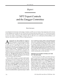 NPR73: NPT Export Controls and the Zangger Committee