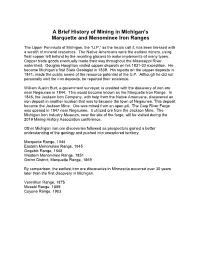 A Brief History of Mining in Michigan's Marquette and Menominee Iron