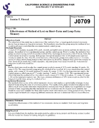 Effectiveness of Method of Loci on Short-Term and Long-Term Memory