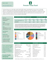 Forester Value Fund Fact Sheet