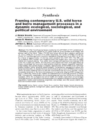 Framing Contemporary U.S. Wild Horse and Burro Management Processes in a Dynamic Ecological, Sociological, and Political Environment
