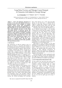 Long-Pulse Excimer and Nitrogen Lasers Pumped by Generator with Inductive Energy Storage1