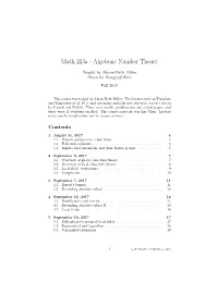 Math 223A - Algebraic Number Theory