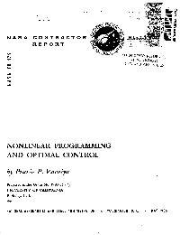 Nonlinear Programming and Optimal Control