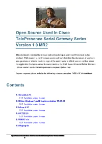 Open Source Used in Cisco Telepresence Serial Gateway Series Version 1.0 MR2