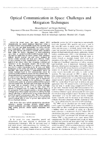Optical Communication in Space: Challenges and Mitigation Techniques