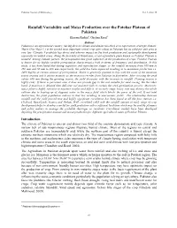 Rainfall Variability and Maize Production Over the Potohar