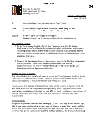 Referral to the Zero Waste Commission: Berkeley Single Use Foodware and Litter Reduction Ordinance