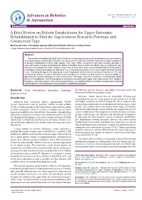A Brief Review on Robotic Exoskeletons for Upper Extremity