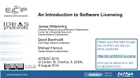 An Introduction to Software Licensing
