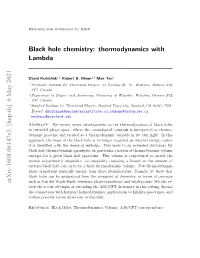 Black Hole Chemistry: Thermodynamics with Lambda Arxiv:1608.06147V3